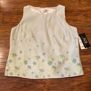 Byer California Vintage Green Floral Cropped Tank Blouse Women’s 12 Large